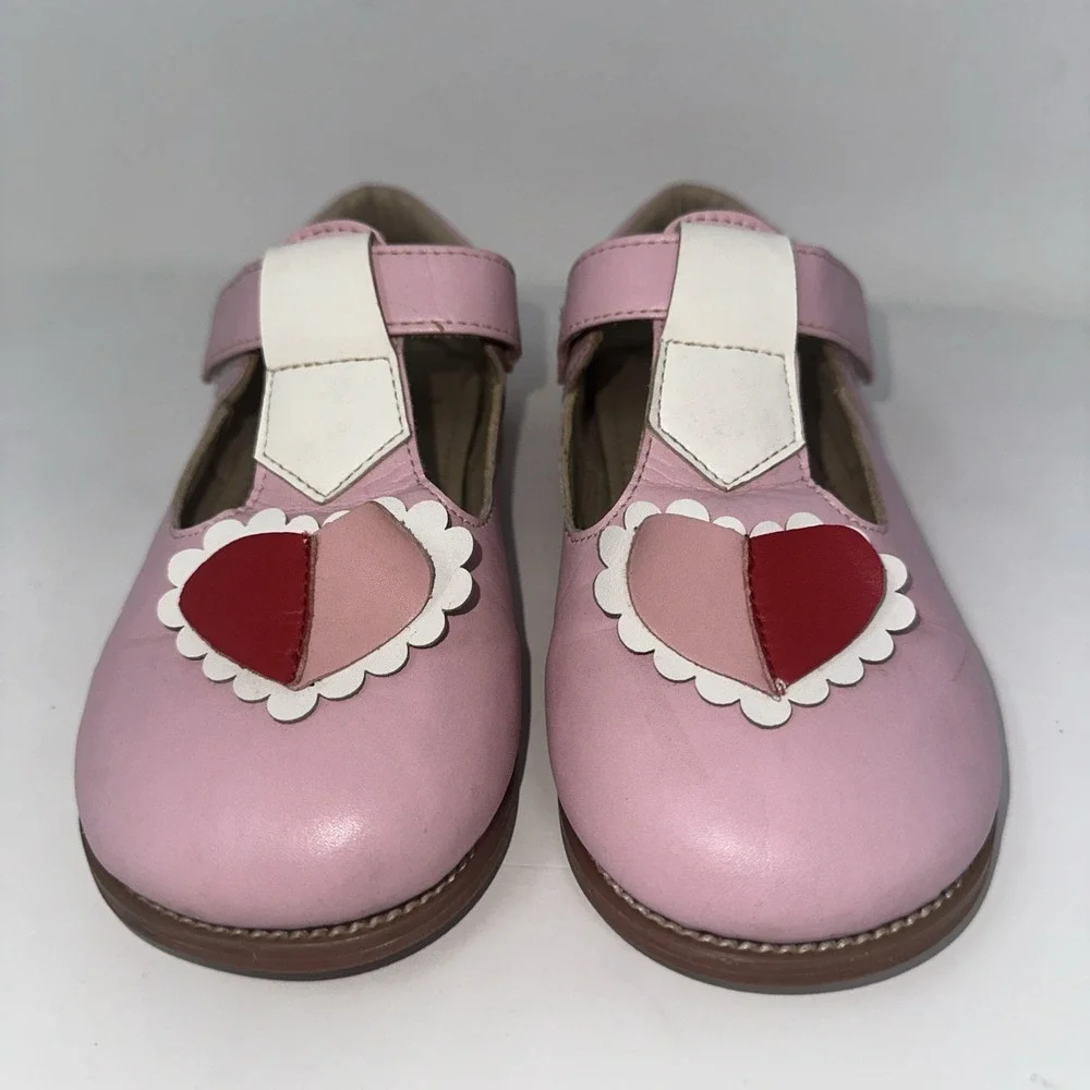 PLGELGTOXI Toddler Girls‎ Pink Leather Heart T-Strap Mary Jane Shoes - Size 12